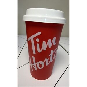 Tim Hortons Large Coffee Cup Red White Maple Leaf 18oz Travel Reusable Tumbler